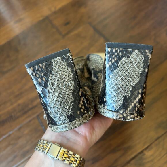 ZARA BASIC Collection Block Heel Pointed Toe Python Print Leather Pump 7.5 - Picture 9 of 10